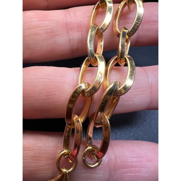 Yellow gold over bronze link bracelet 8 inches - Picture 7 of 10